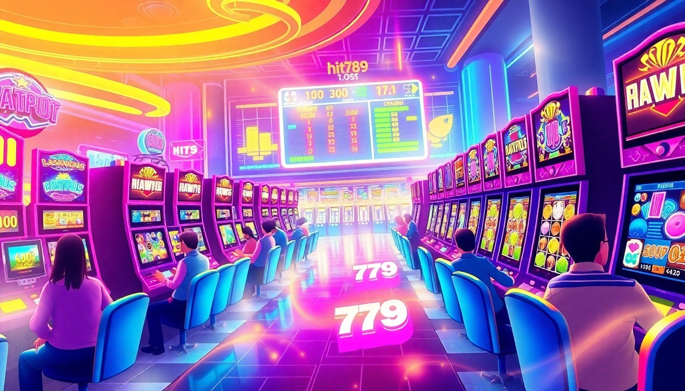 Experience the thrill of gaming at hit789 with vibrant slot machines and lively players.