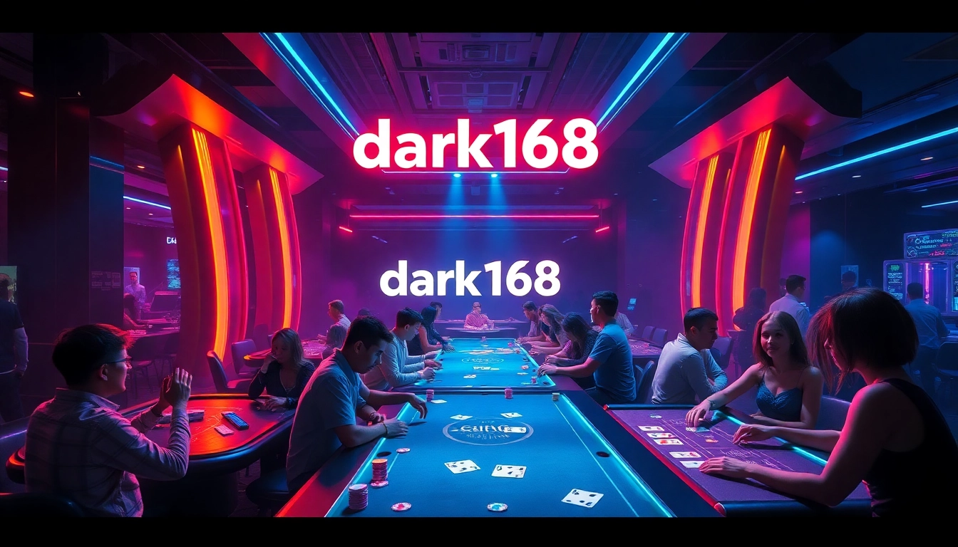 Experience the thrilling ambiance of dark168's vibrant casino atmosphere with diverse players engaging in games.