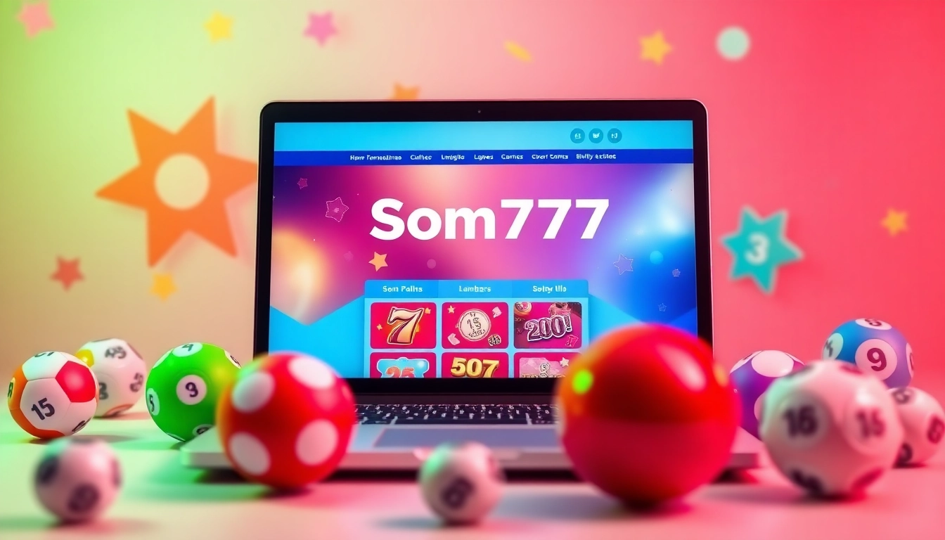 Explore the colorful online lottery platform Som777 showcasing engaging lottery games and vibrant gameplay.