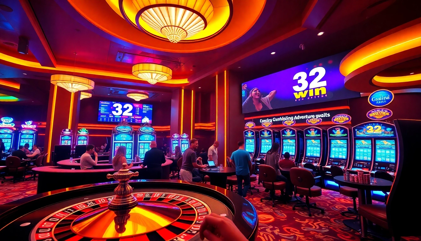 Experience the excitement of a winning moment at 32 Win casino with vibrant tables and thrilling games.