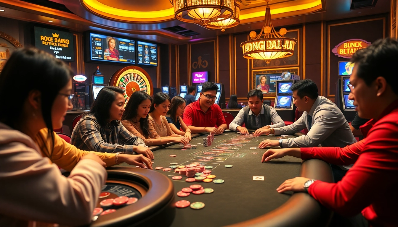 Bong da lu fun captivates players at an exciting poker table with vibrant casino elements.