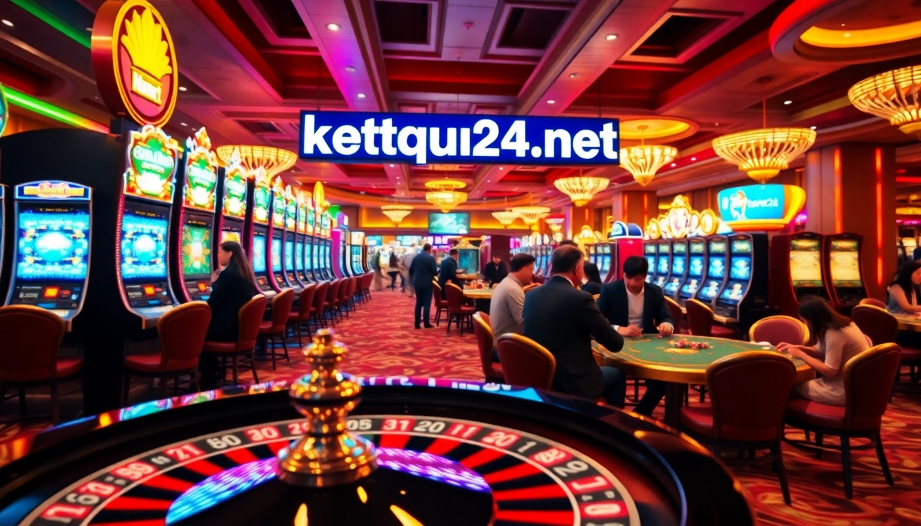 Experience exciting wins at ketqua24.net while enjoying a lively casino atmosphere with vibrant slot machines and poker tables.